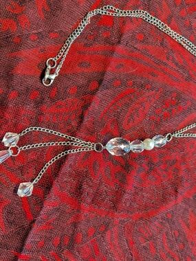 Silver And Faux Crystal Necklace - Elegant Clear Accents
